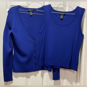Sweater with matching shell set in blue